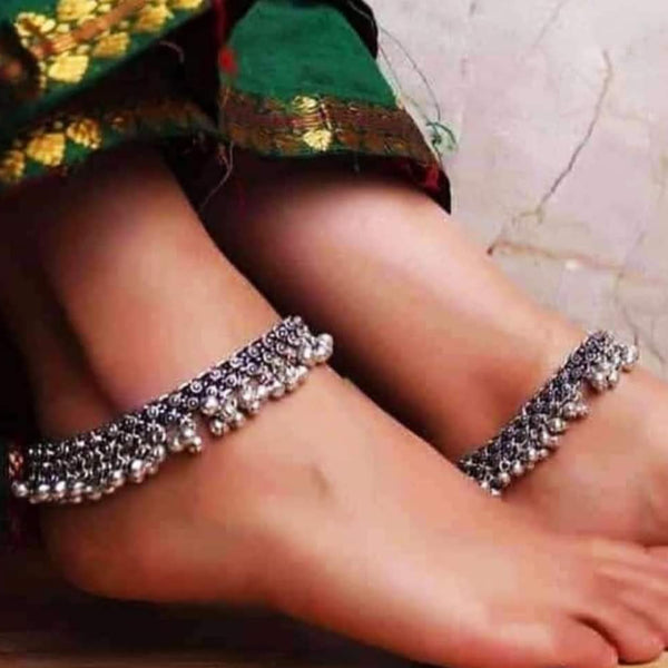 Oxidized Silver Ghunghroo Anklets