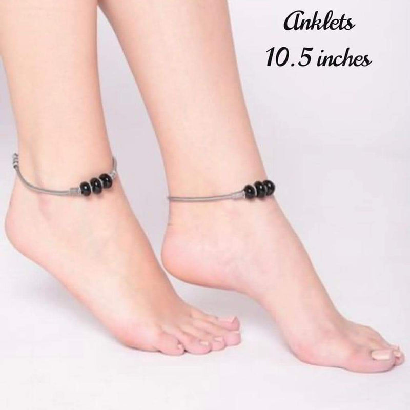 Oxidized Beaded Anklets