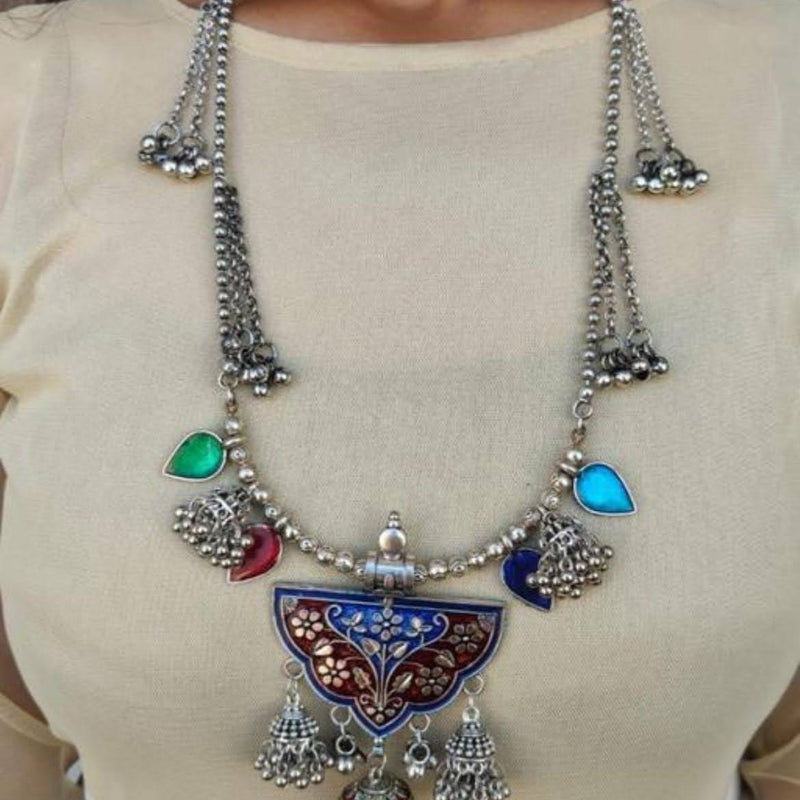 Meenakari Oxidized Long Necklace