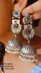 Silver Replica Jhumkas