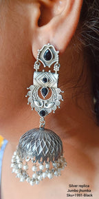 Silver Replica Jhumkas