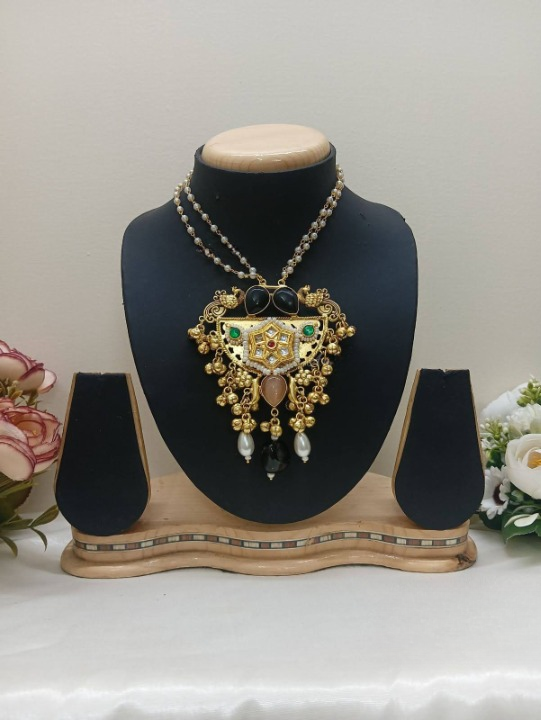 Black Mayur Kashmiri Necklace