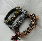 Silver Replica Oxidised Kada (Elephant Design)