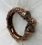 Silver Replica Oxidised Kada (Elephant Design)