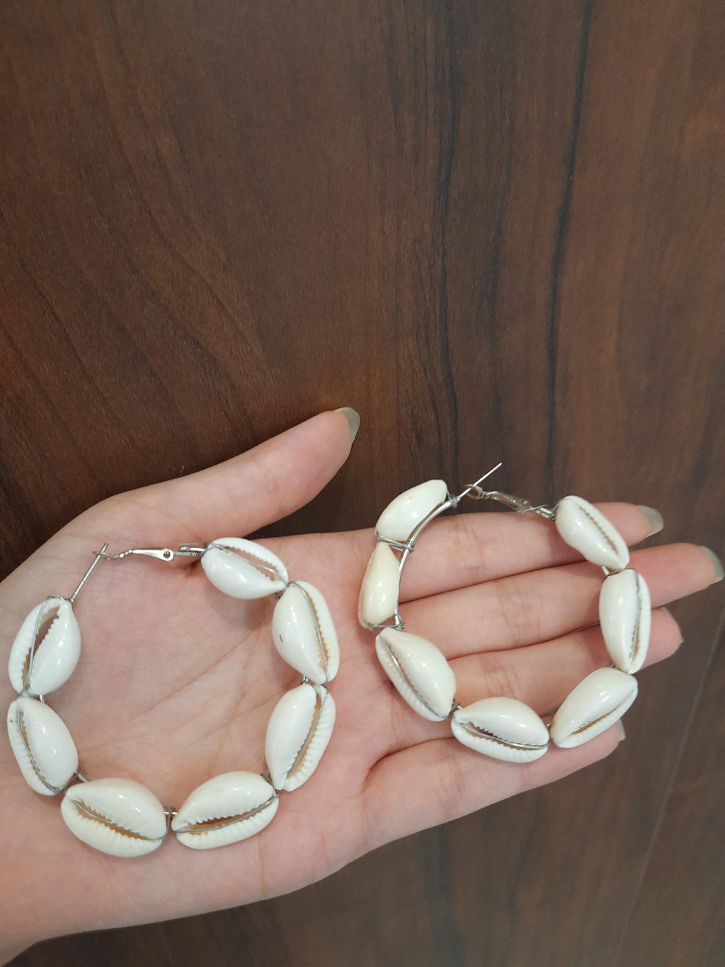 White Shell Hoop Earrings
